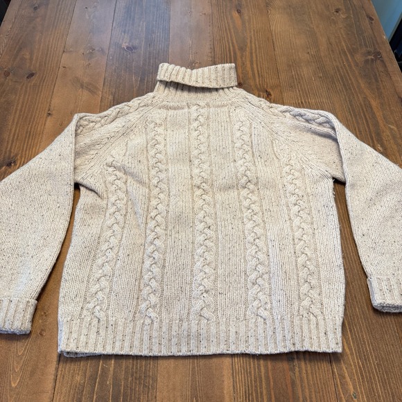Orvis Charles R Orvis Cable Knit Wool Sweater Elbow Patches Turtleneck Size L - Picture 6 of 7
